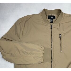 H&M Bomber Jacket Mens Medium Tan‎ Full Zip Lightweight Casual